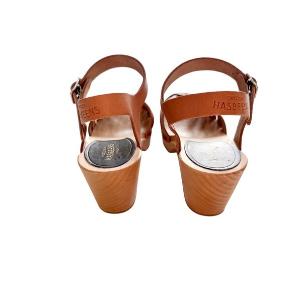 Swedish Hasbeens Debutant Clog Sandals 36 US 6 Brown Heeled Shoes Boho - Picture 4 of 10